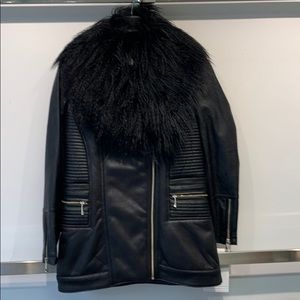 Long Shearling Biker Trench